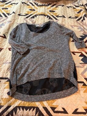 Grey Layered Knit Top with skull  Back